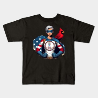 Richmond Virginia 1990s Gritty Female Comic Book Superhero RVA American Flag Kids T-Shirt